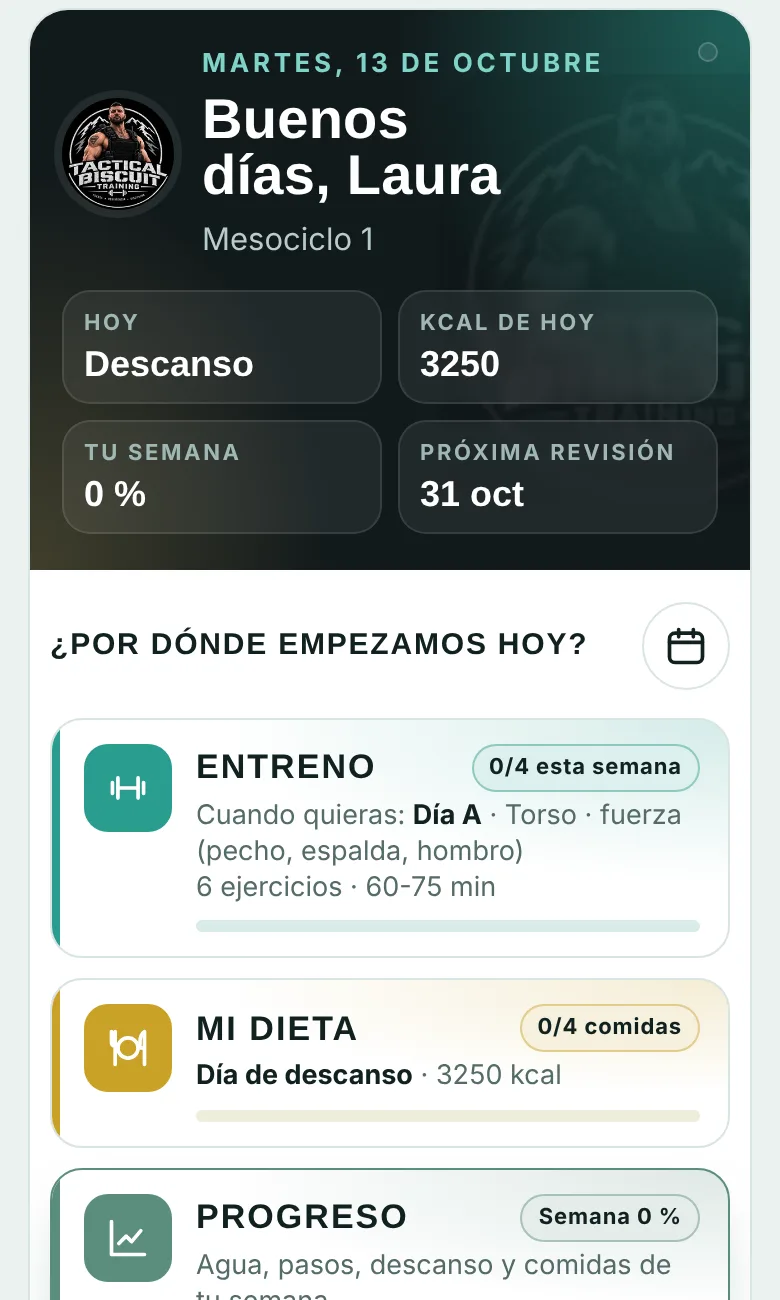 Pantalla de inicio de la app